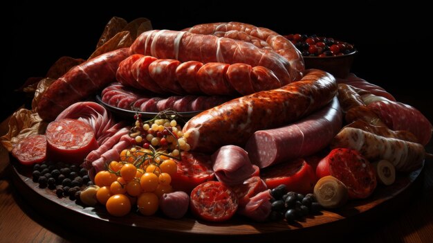 different types of sausages still life on the table