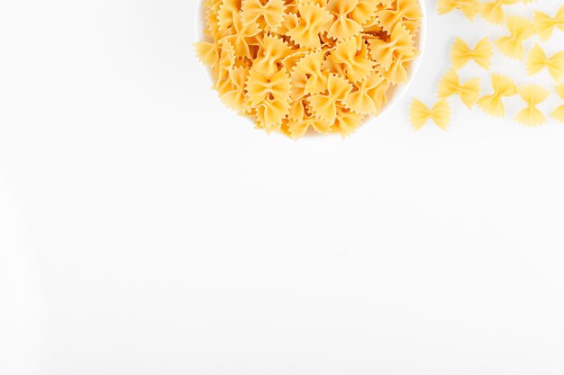 Different types and shapes of dry italian pasta closeup