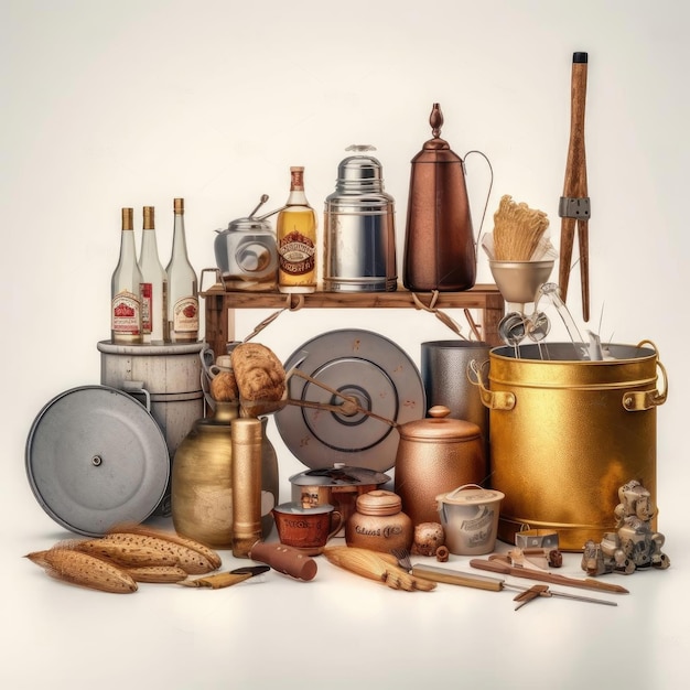 Different types of traditional and modern kitchen tools