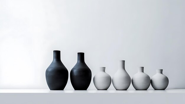 Different types of vases set white minimalist background