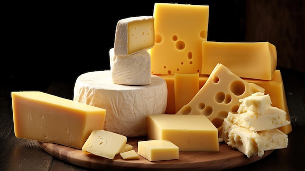 Different various types of delicious cheese