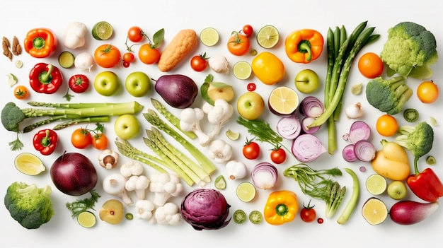 Different vegetables isolate on white background Generative AI