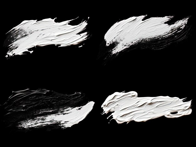 写真 黒い背景に白い絵を描いた 異なるストローク