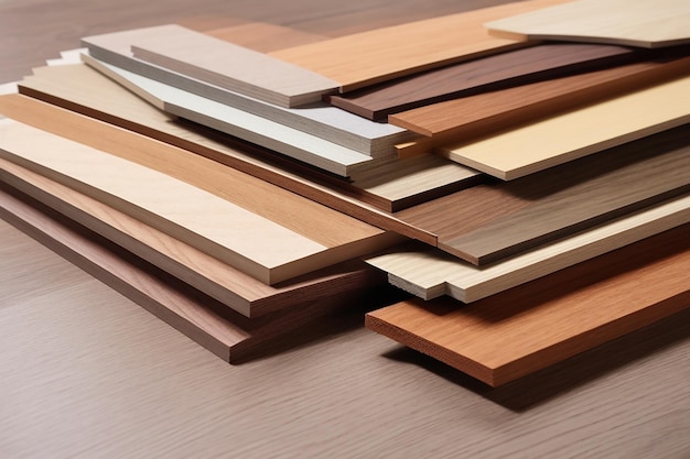 different wooden color swatch laminate samples for housing renovation project architecture and construction