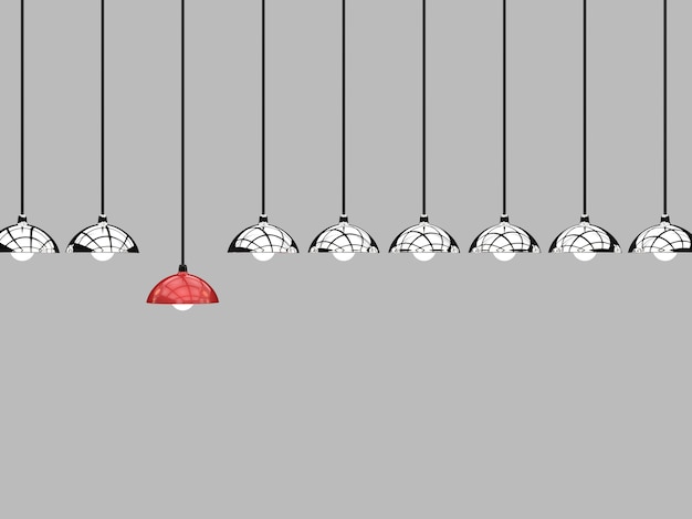 Differentiation concept with red lamp hanging