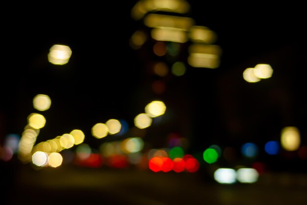 Diffuse light is automobile headlights Blurred image of the light of street lamps and headlights