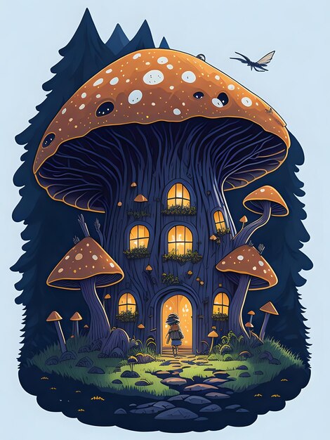 Diffusion Big Mushroom House Fairy TaleNight Lights