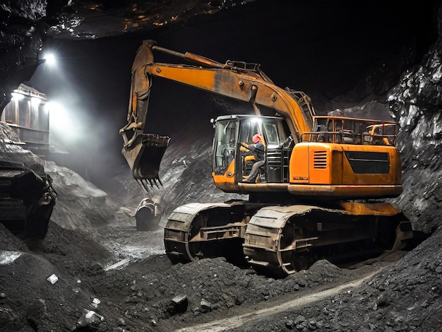 Digger Working In Coal Mine