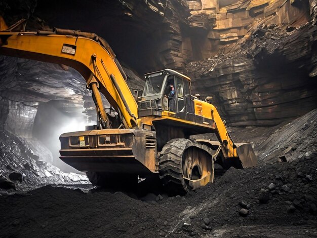 Копатель, работающий в угольной шахте