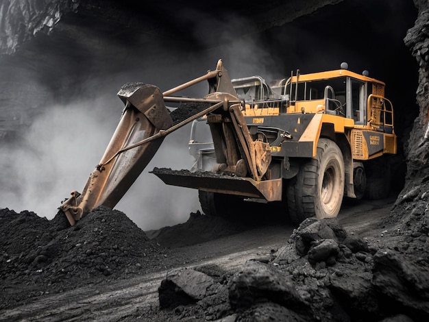 Digger Working In Coal Mine