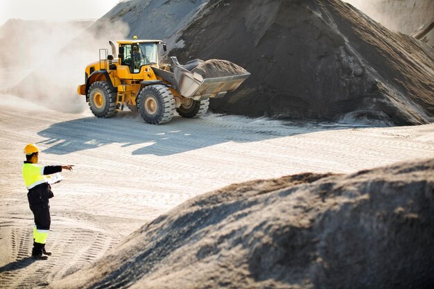 Digger working at quarry