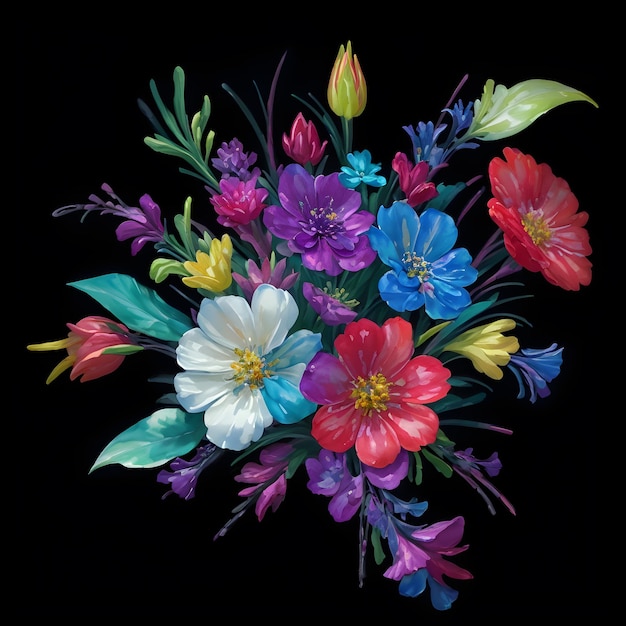 Digitaal geschilderd elegant bloemboeket