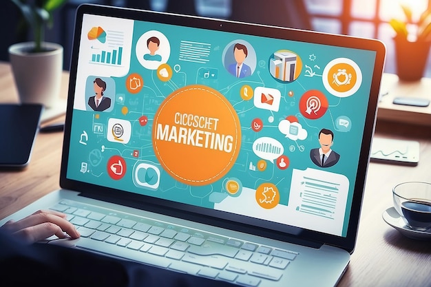 Digitaal marketingconcept op het scherm Bedrijfs- en internetconcept