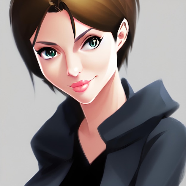 Digitaal schilderen Portret van een mooi animemeisje, mooie, prachtige tekening