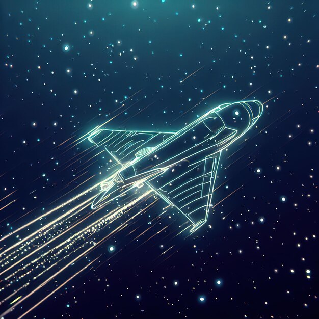 Digital 3d airplane Abstract vector wireframe of airliner in the blue background Travel tourism