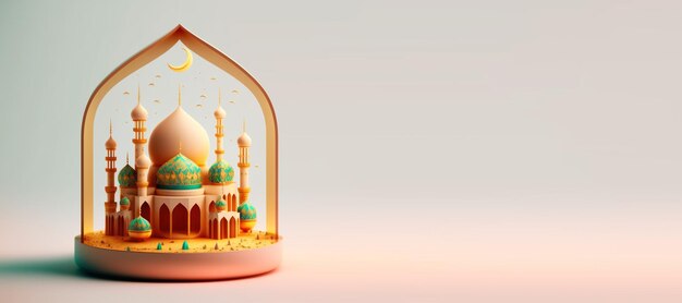 Фото Цифровая 3d-иллюстрация мечети для приветствия ид исламского рамадана