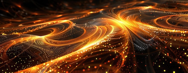 Digital Abstract Art of Gold Streams Data and Energy