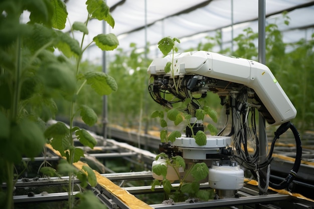 Photo digital agricultures innovation robotic arm perfects melon harvesting in smart farming