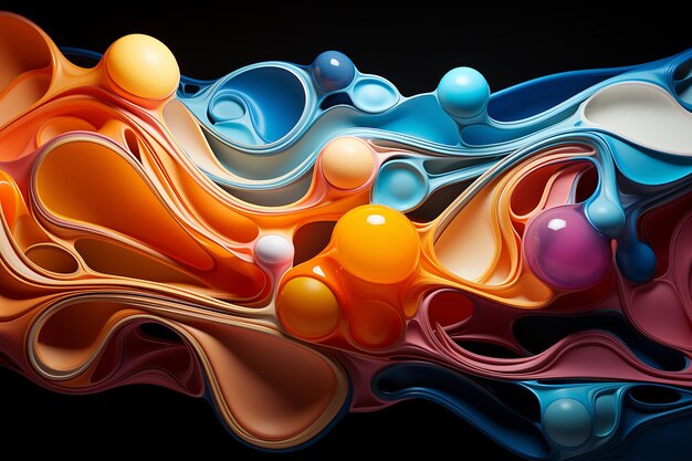 Digital airbrush art of abstract shapes forming ai generated