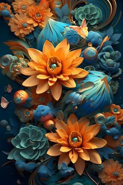 디지털 아트 3d 꽃 꽃 그림