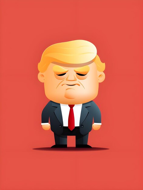 Photo digital art 3d pixar style animated mascot graphic of us president donald trump