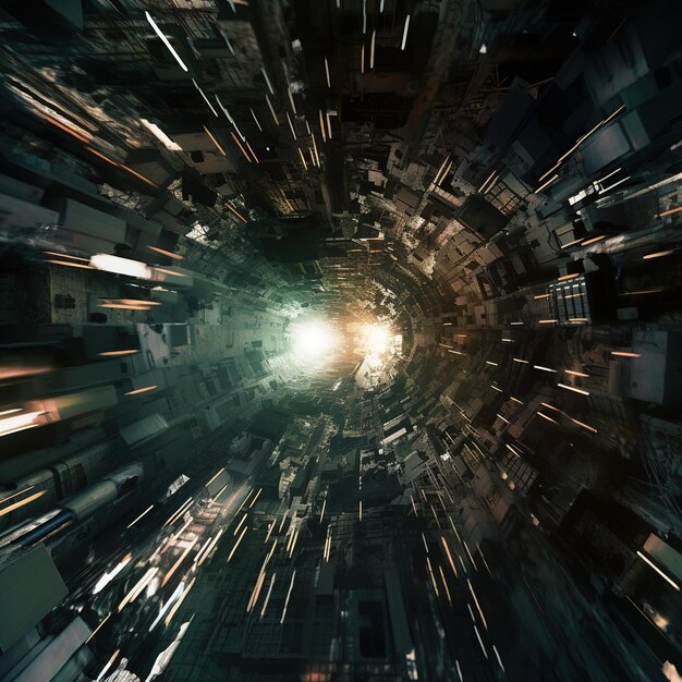 Digital art of abstract mechanical wormhole