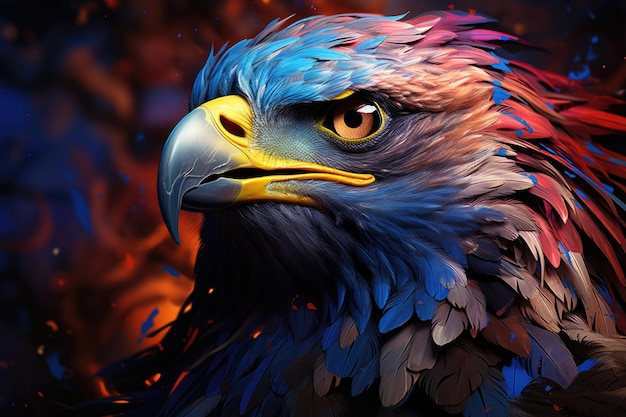 A digital art of bright eagle lines an bold and impressive illustration of powe generative IA