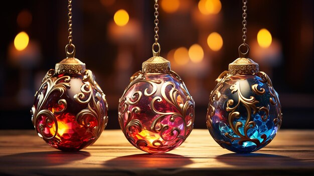 digital art Christmas baubles ornate baubles colorful