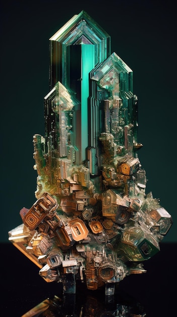 digital art of cluster of crystals