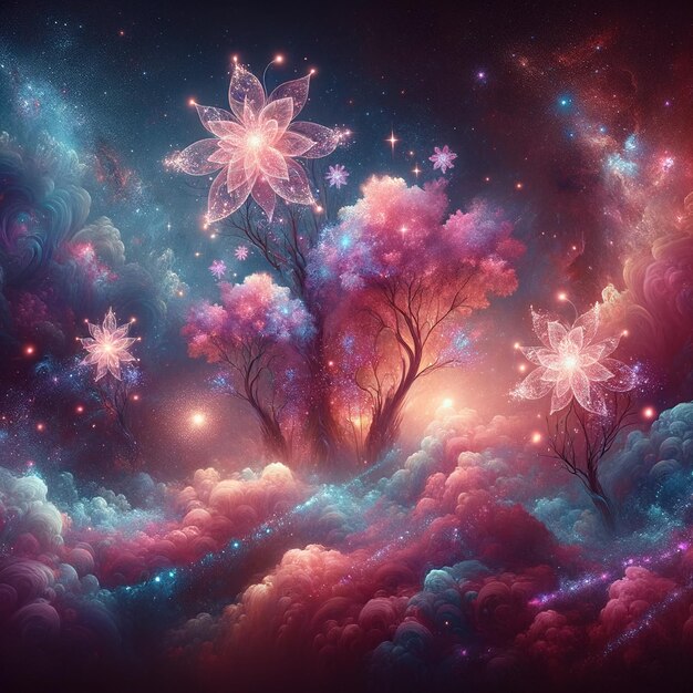 Digital art of cosmic gardens