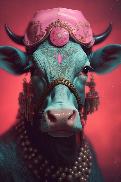 Premium Photo | Digital art the cow