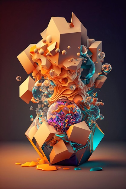 A digital art of cubes and cubes with the words cubes on it.