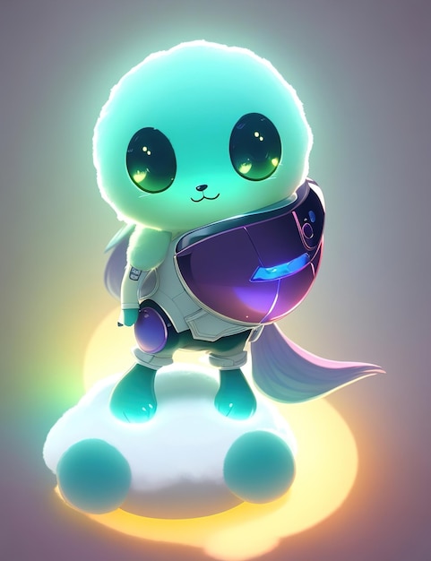 A digital art of a cute tiny alien character