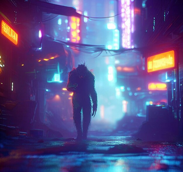 Digital Art Cyberpunk Scene Illustration AI colourful Vector Art Wallpaper Image Background Avatar