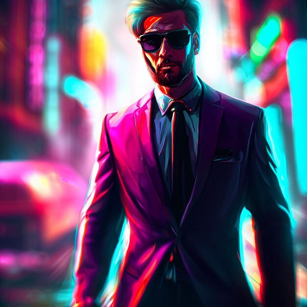 Digital art cyberpunk scene illustration ai colourful vector art wallpaper image background avatar
