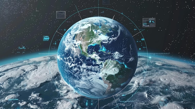 Цифровое изображение Земли с накладкой тепловой карты