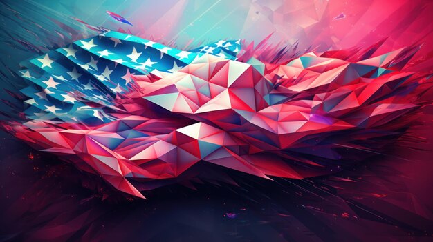 A digital art of a flag with the american flag in the background.