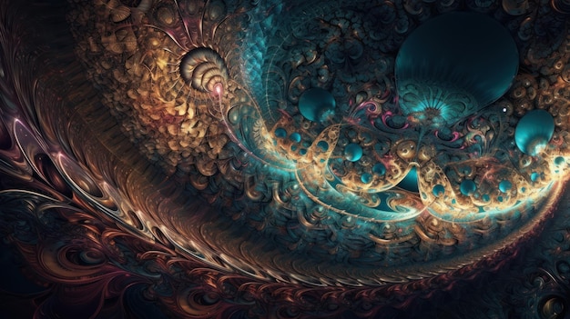 A digital art of a fractal with a spiral design.