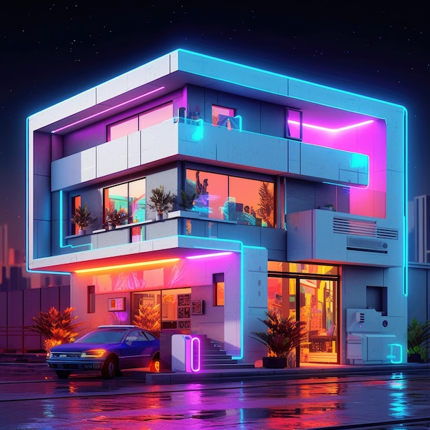 digital art a futuristic home in a scifi city