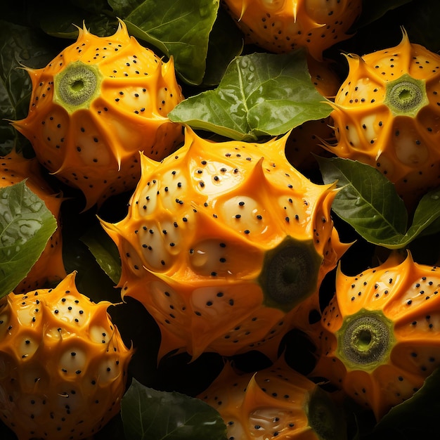 Photo digital art of horned melon kiwano