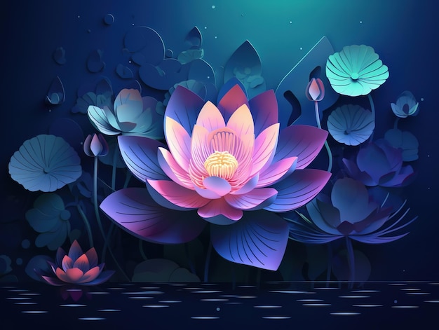 A digital art illustration of a lotus flower.