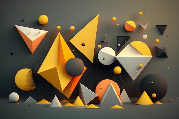 A digital art illustration of yellow and white geometric shapes.