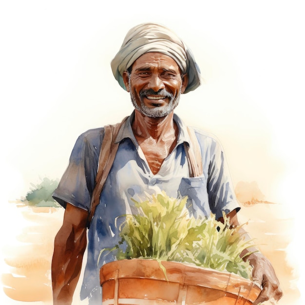 Digital art of Indian farmer