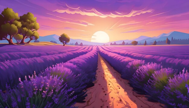 Digital art lavender natural landscape generated by ai