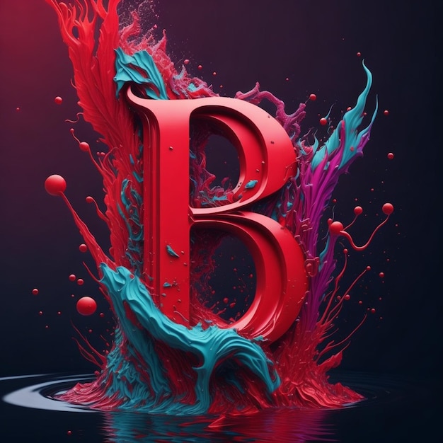 A digital art of a letter b with a blue background.