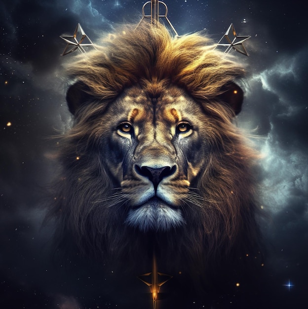 A digital art of a lion