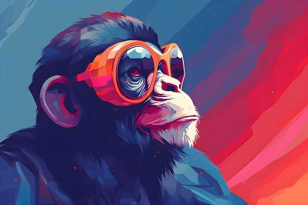 A digital art of a monkey wearing sunglasses