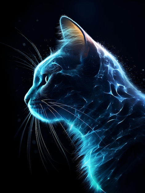 사진 고양이의 디지털 예술 또는 고양이에 대한 디지털 회화