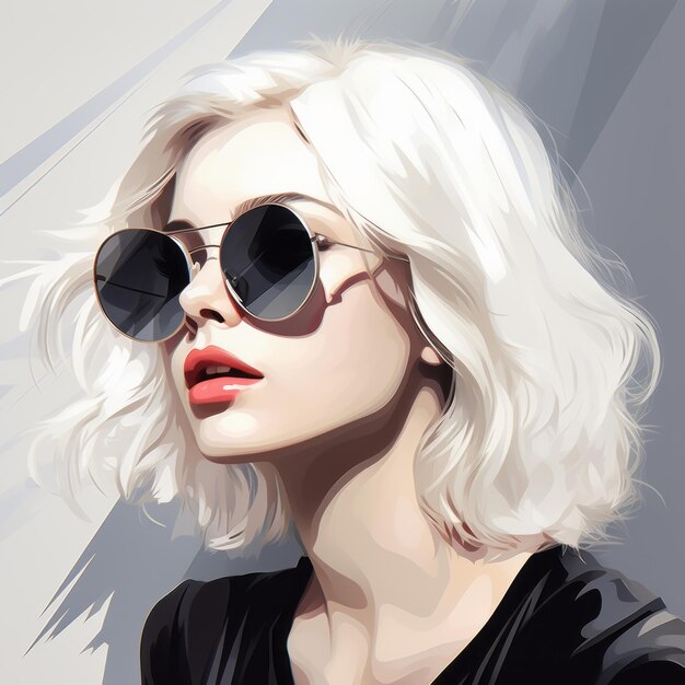 Digital Art Painting Of A Girl With Sunglasses And Black Top