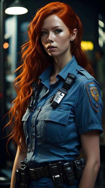 Photo digital art of police woman